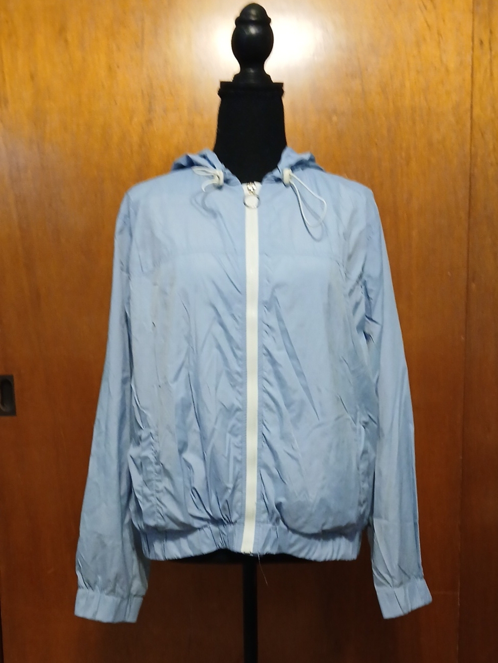 Light Blue Hooded Windbreaker Jacket